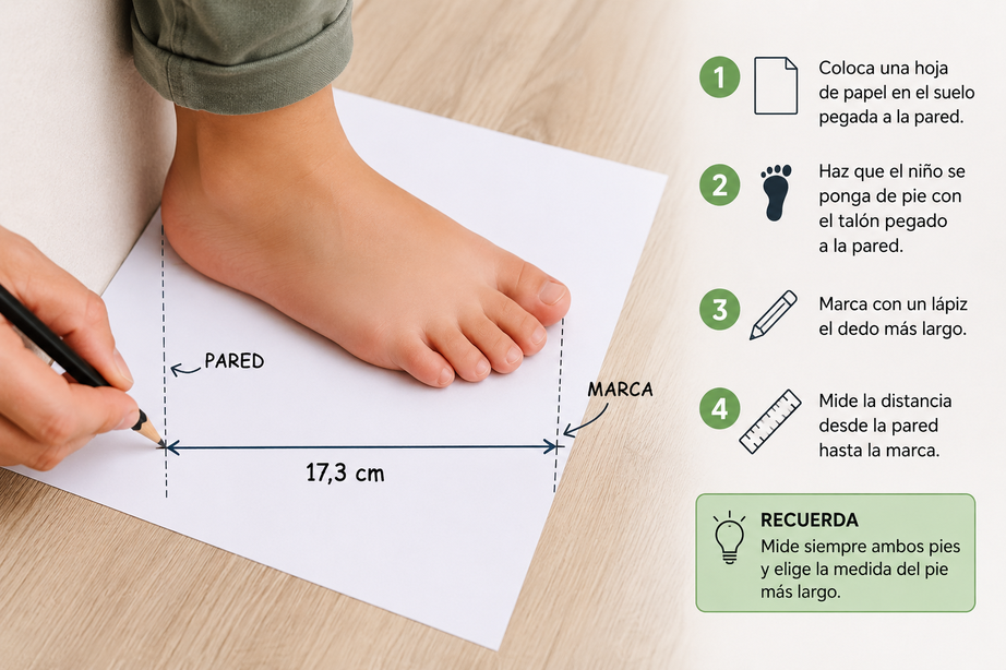 Cómo elegir la talla correcta de calzado infantil